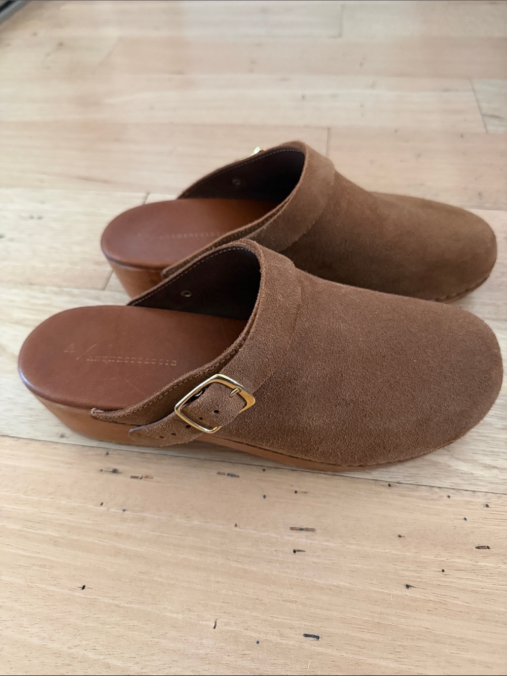 Anthropologie Suede clog with Adjustable Straps